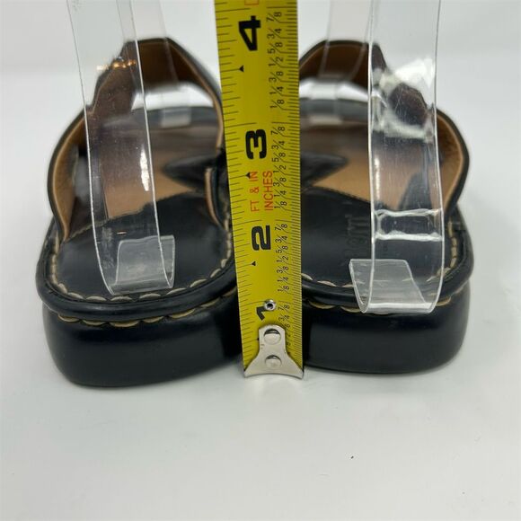 Born Women's Black Leather Wedge Slide Sandals Size 6 Open Toe Comfort Casual - Picture 9 of 14